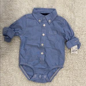 Osh Kosh boy’s collared blue bodysuit. NWT